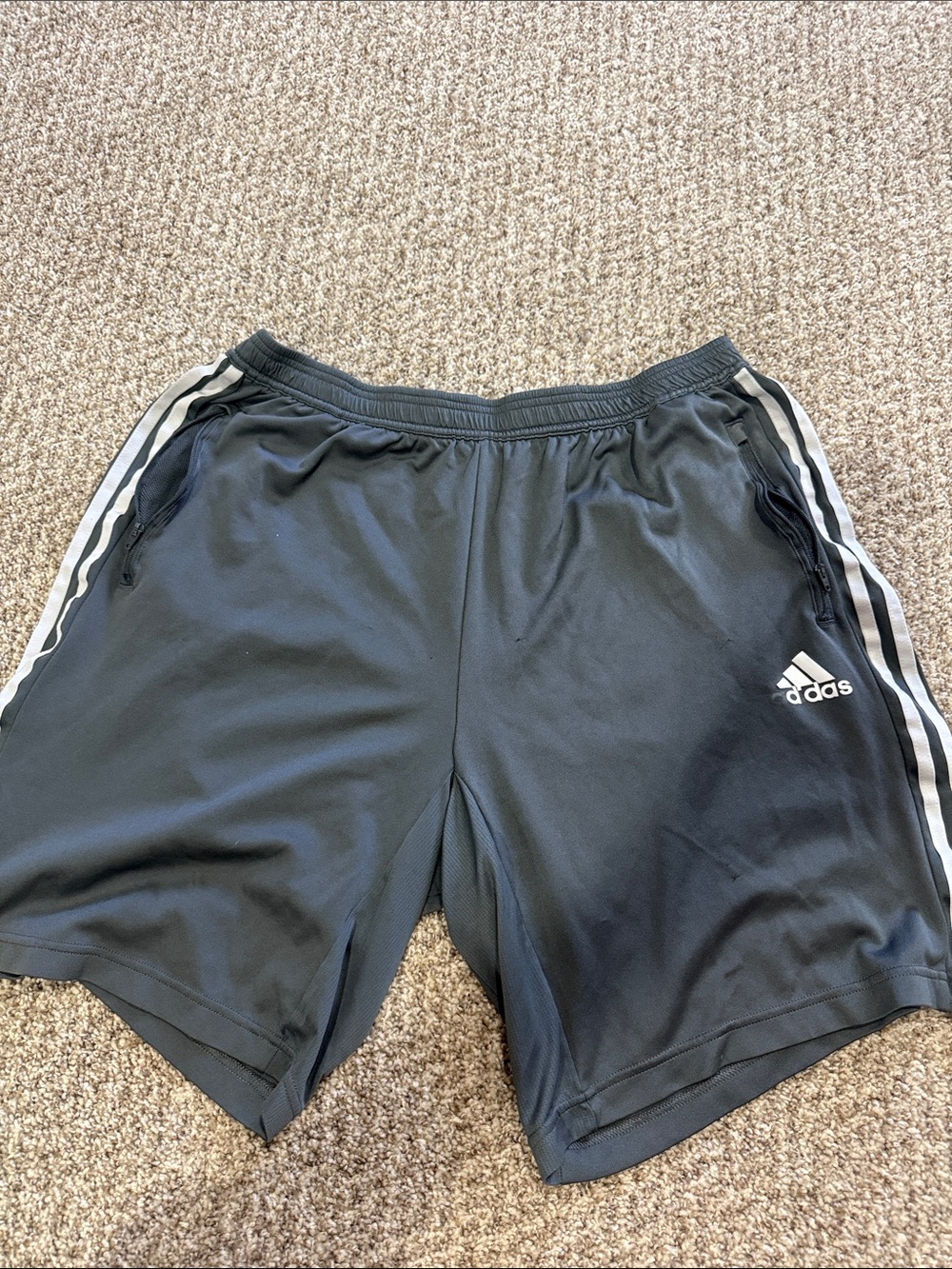 adidas Black Athletic Shorts with White Side Stripes